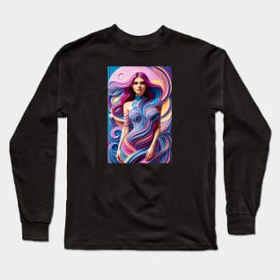 Abstract Composition Fashion Style Female Model Long Sleeve T-Shirt